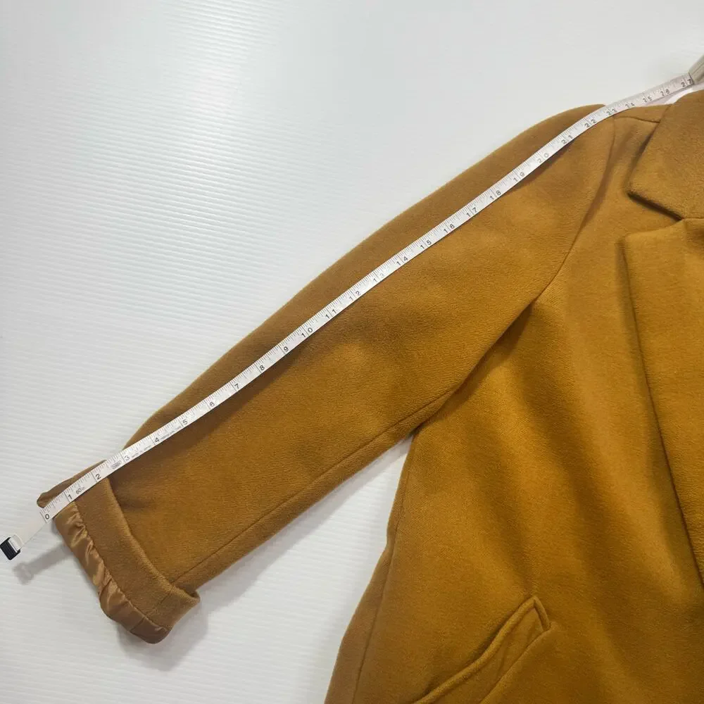 Camel Longline Over Coat Women’s Medium Minimalist Quiet Luxury 90s Old Money - Picture 13 of 16